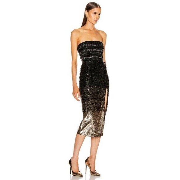 Rêve Riche Ilma Dress Black Gold Degrade Sequins - Picture 2 of 11